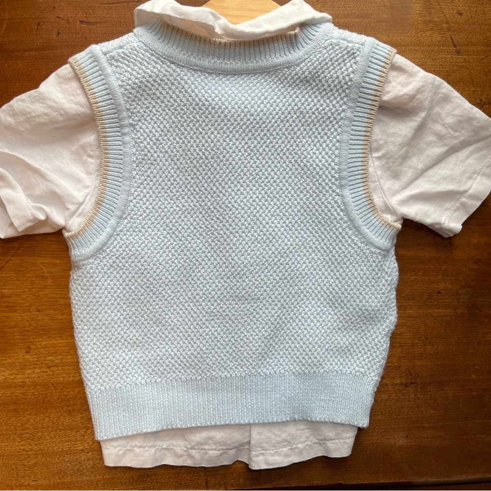 Emile et Rose Baby Linen shirt short and vest sweater  18 mos - Picture 2 of 7